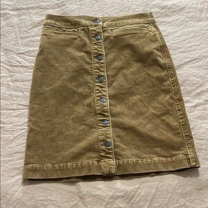 Tan Corduroy Button-Front Skirt